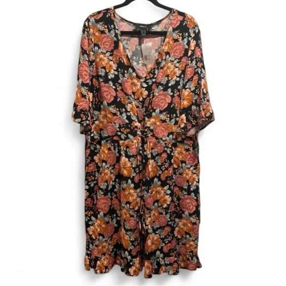 Forever 21 Floral Dress - Black, Pink, Orange - Picture 1 of 7